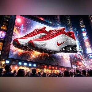 Nike Men’s Red and White Shox Running Sneakers